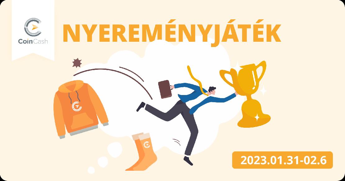 Nyereményjáték pulóver és zokni ikonnal, CoinCash logóval